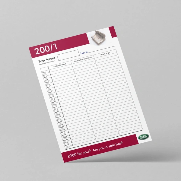 200/1 Target Sheet - Landrover